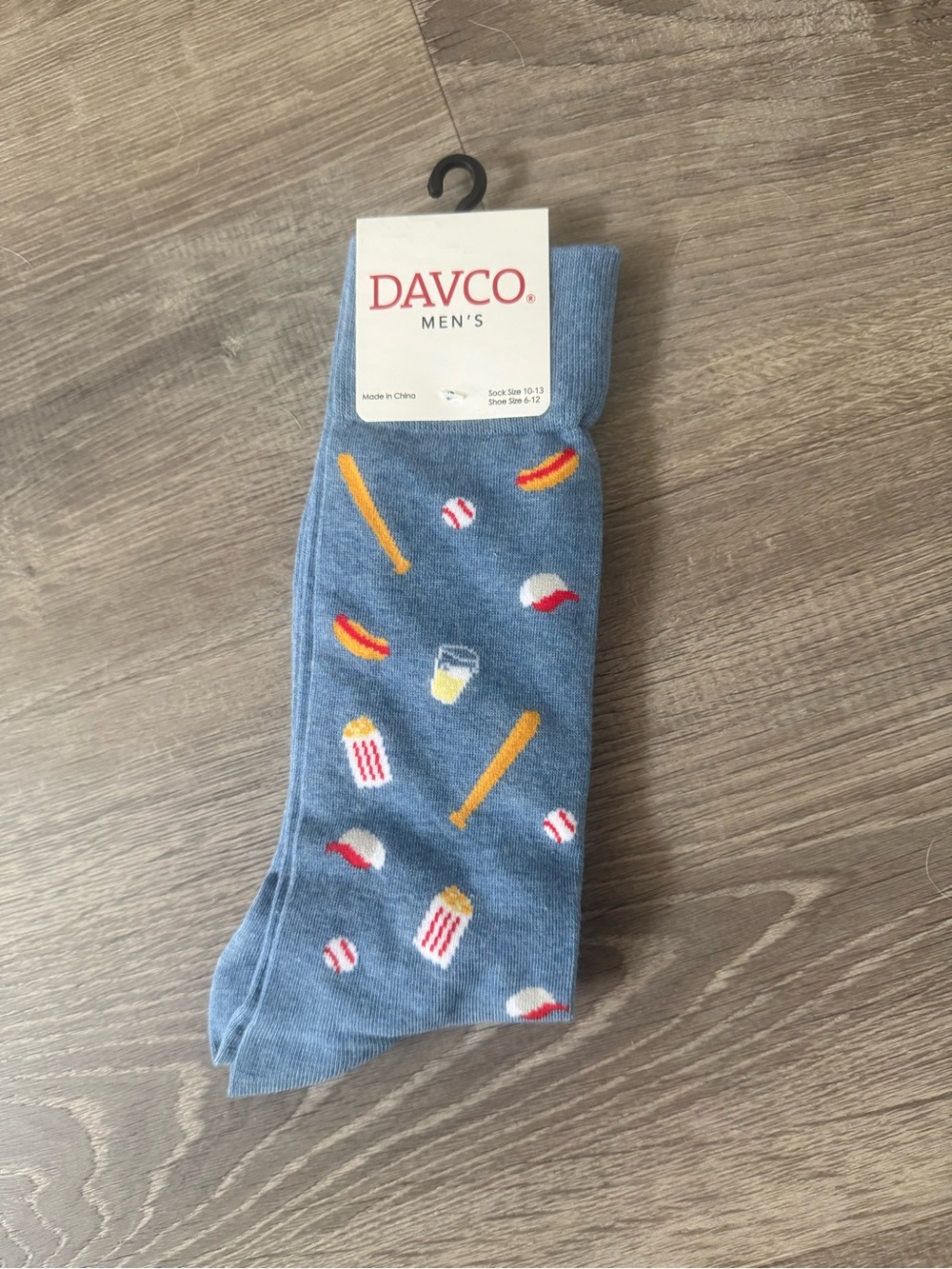 DAVCO Men’s Blue Baseball & Snack Dress Socks